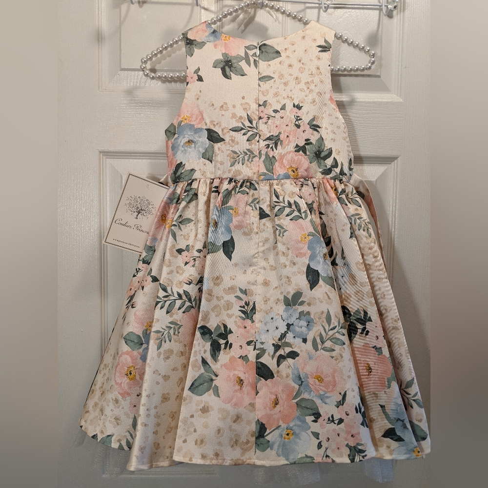 NWT. COUTURE PRINCESS Girls Dress, Size 7 Light Cream/Soft Blush, Baby Blue - Picture 2 of 9